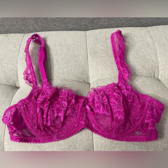 Journelle Isabel Lace Underwire Balconette Bra - NEW - 34B - Magenta - Picture 2 of 7